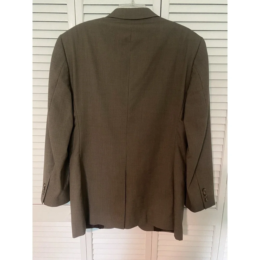 Jos. A. Bank 40L Brown Houndstooth 100% Wool Sport Coat Blazer Mens Flawed